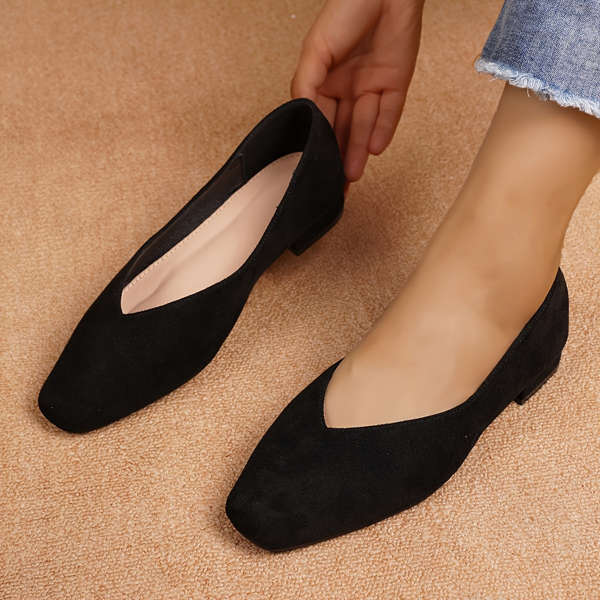 Octavie | Escarpins Effet Daim à Petit Talon Confort
