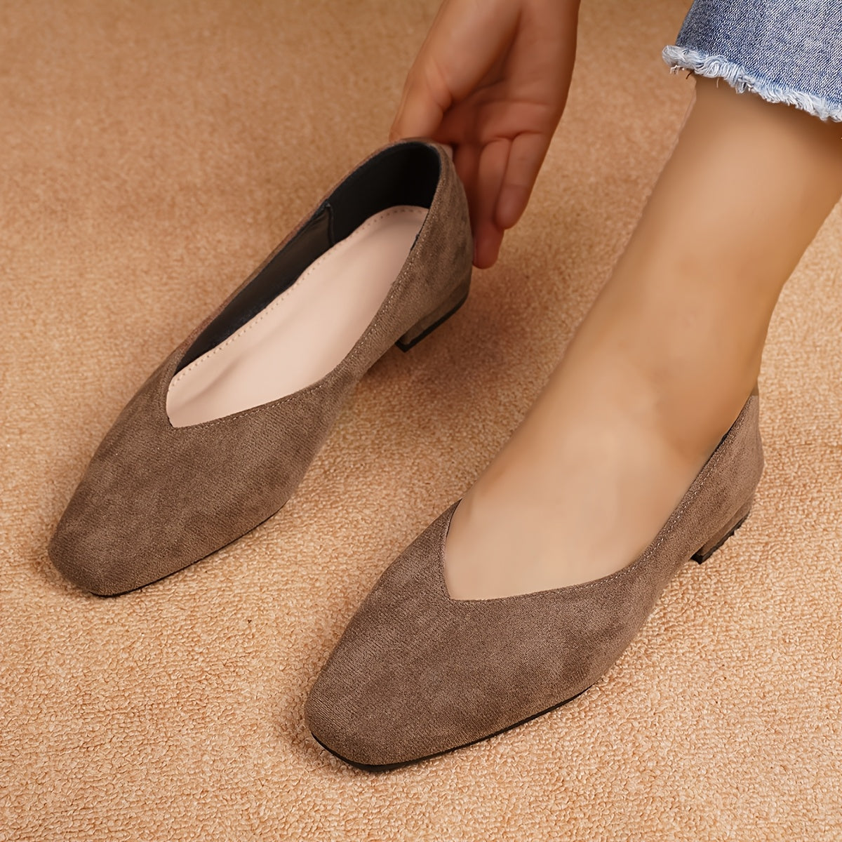 Octavie | Escarpins Effet Daim à Petit Talon Confort