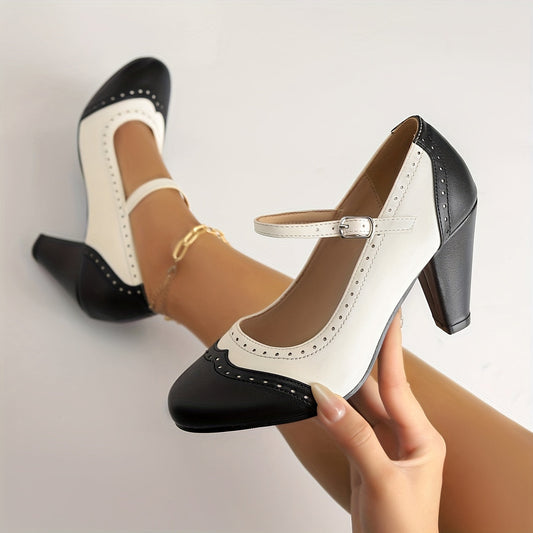 Norah | Escarpins Bicolores Vintage à Talon Confort