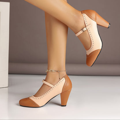 Norah | Escarpins Bicolores Vintage à Talon Confort
