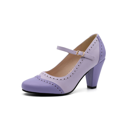 Norah | Escarpins Bicolores Vintage à Talon Confort