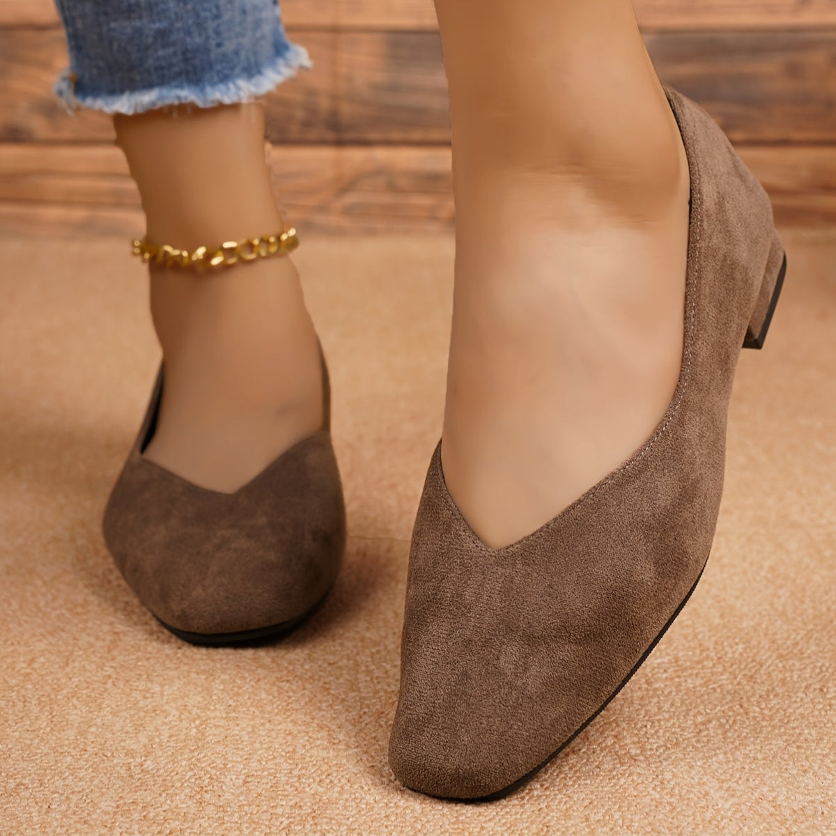 Octavie | Escarpins Effet Daim à Petit Talon Confort