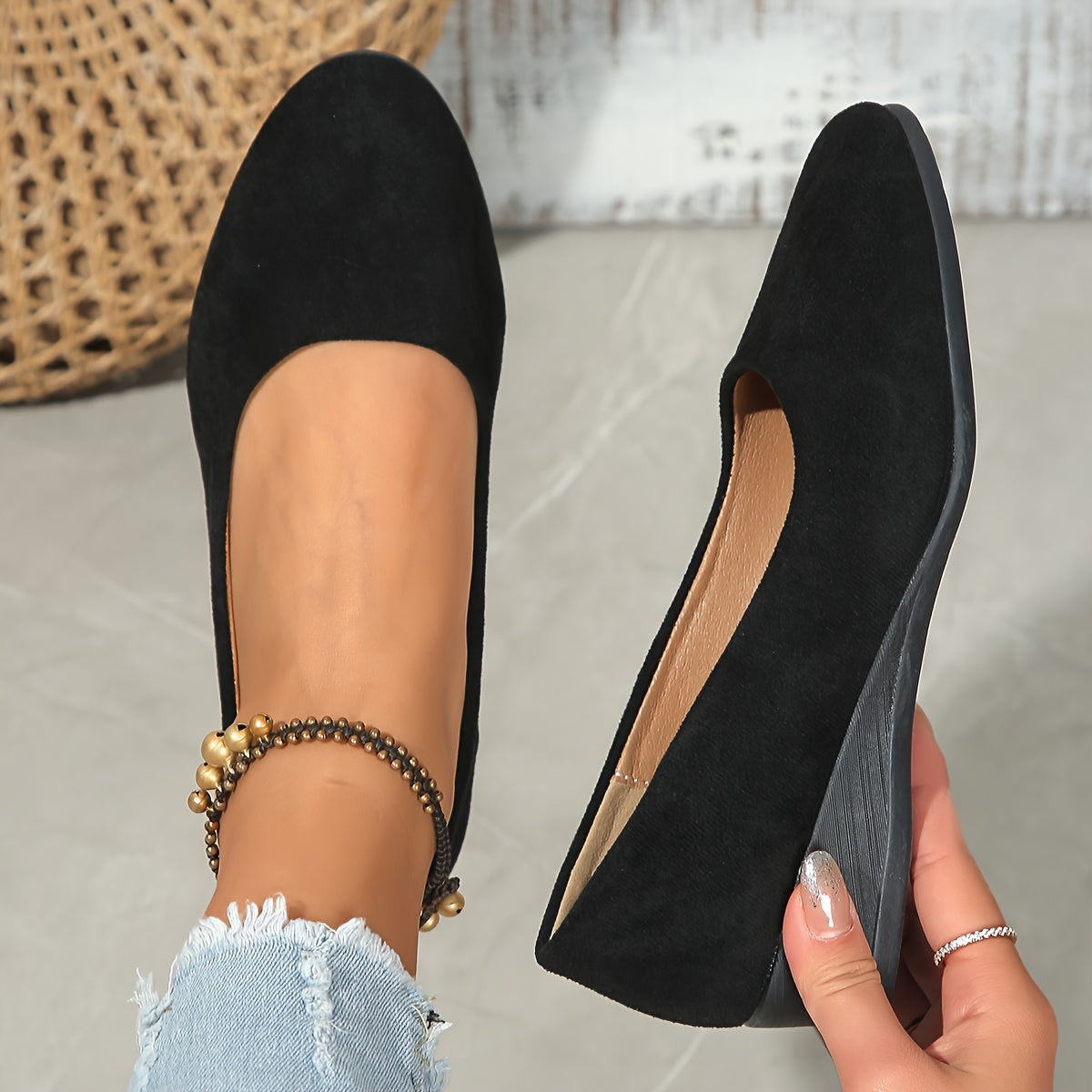 Yolande | Ballerines Compensées Confort Effet Daim