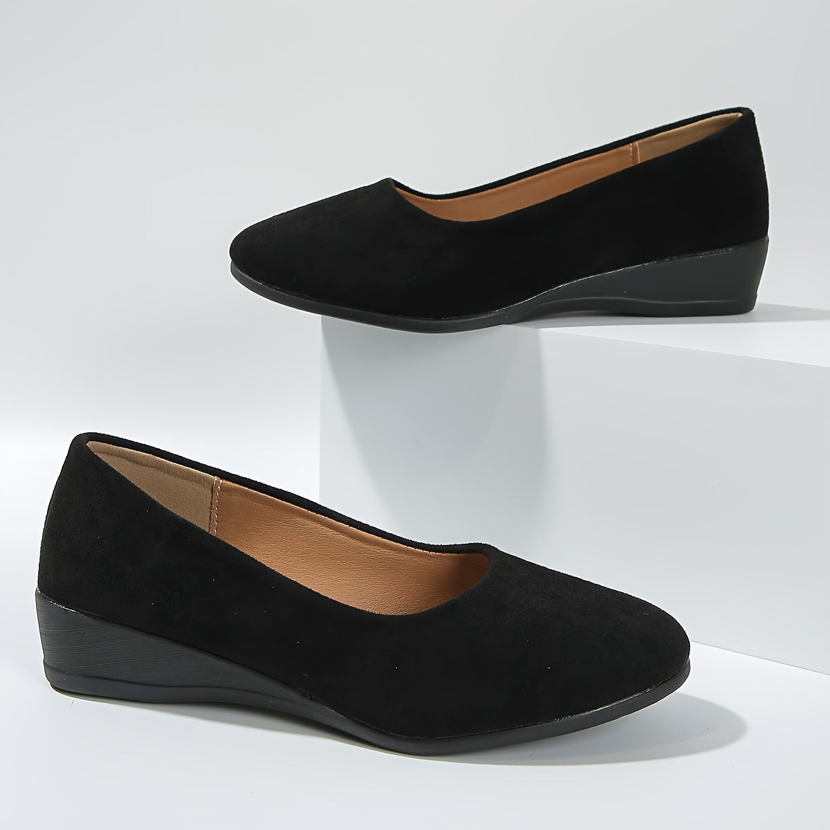 Yolande | Ballerines Compensées Confort Effet Daim