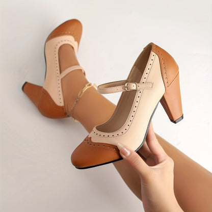 Norah | Escarpins Bicolores Vintage à Talon Confort