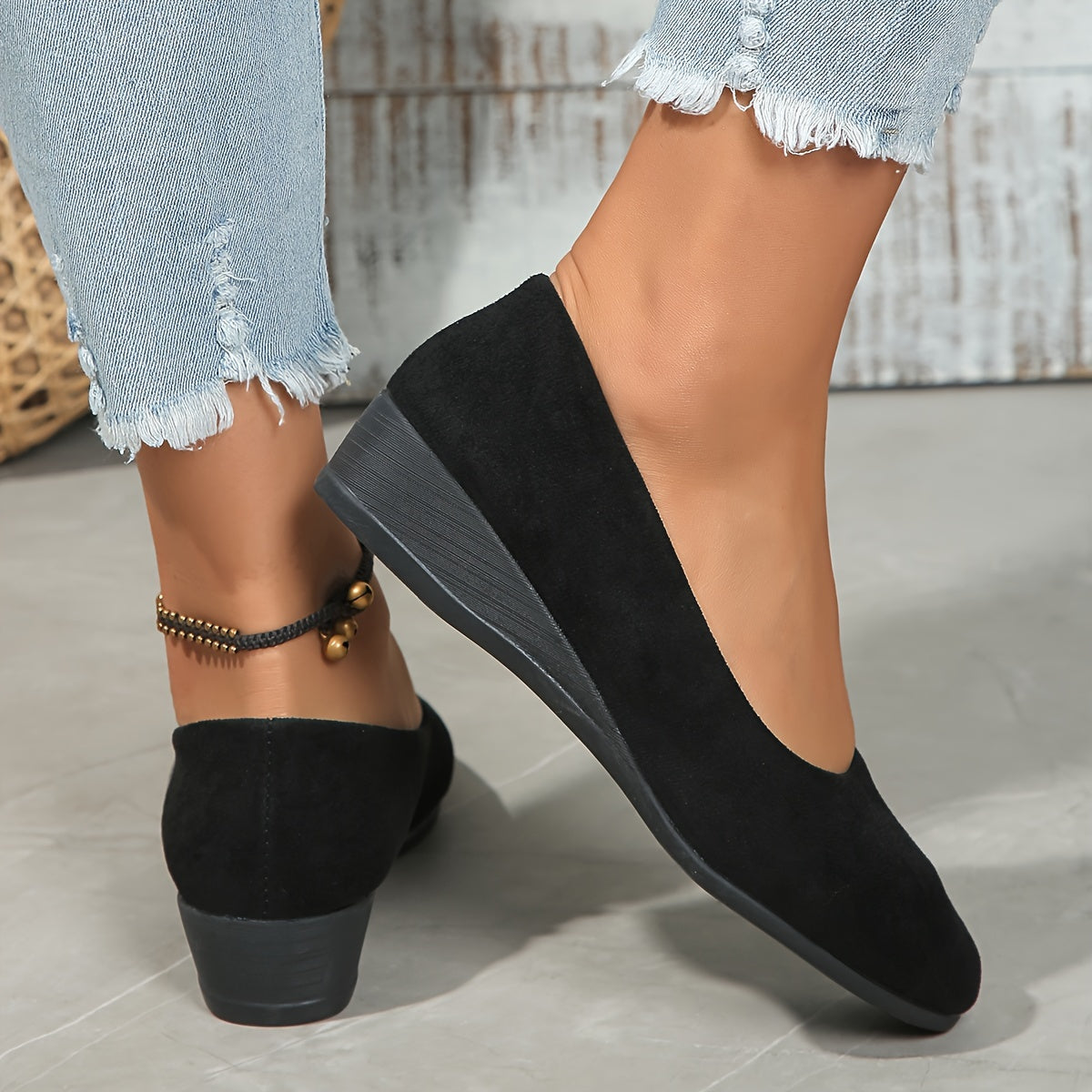 Yolande | Ballerines Compensées Confort Effet Daim