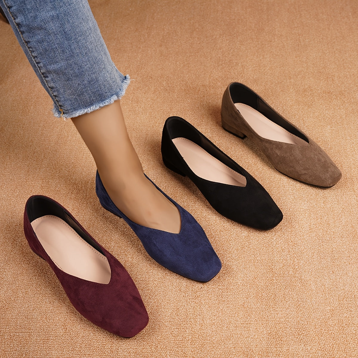 Octavie | Escarpins Effet Daim à Petit Talon Confort