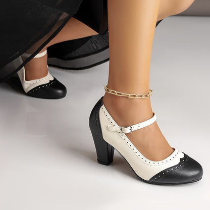 Norah | Escarpins Bicolores Vintage à Talon Confort
